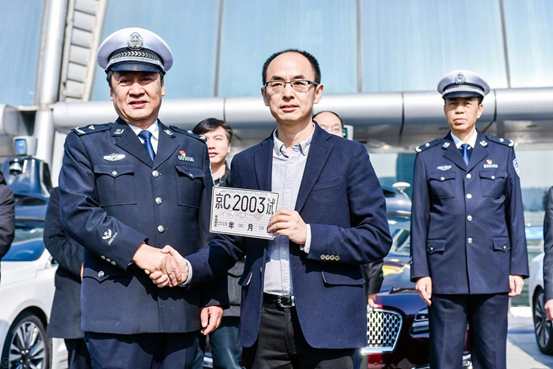 Baidu received the first self driving test license plate in China. Image Credit: Baidu
