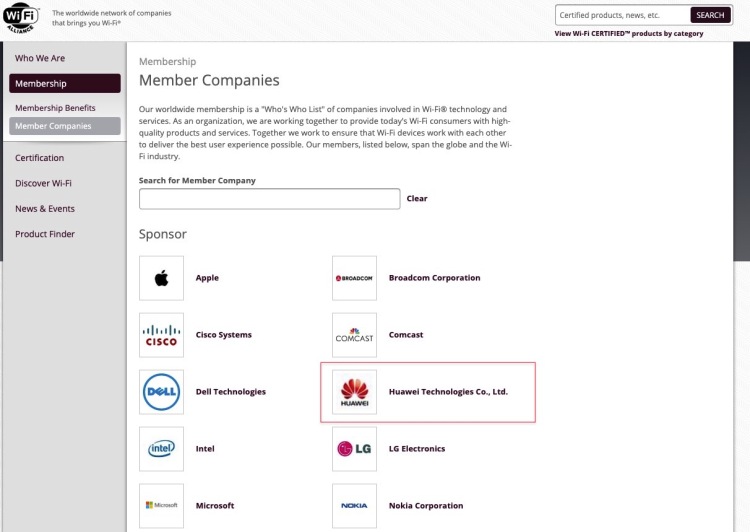 A screenshot of Wi-Fi Alliance Restoring Huawei’s Membership.