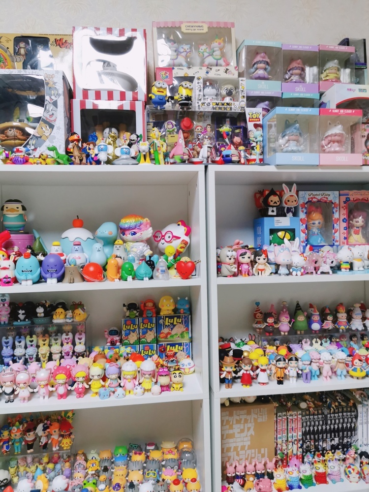 One collector showing off his collection of not only Chinese, but also imported designer toy figures.