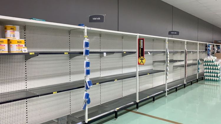 Toilet paper sold out in Adelaide due to panic shopping caused by the novel coronavirus. Photo/ Jeff Zhang