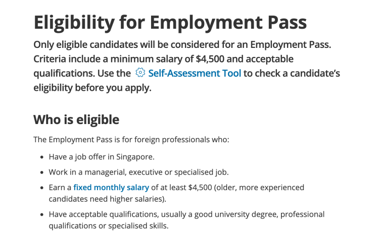 Requirements for Employment Pass in Singapore