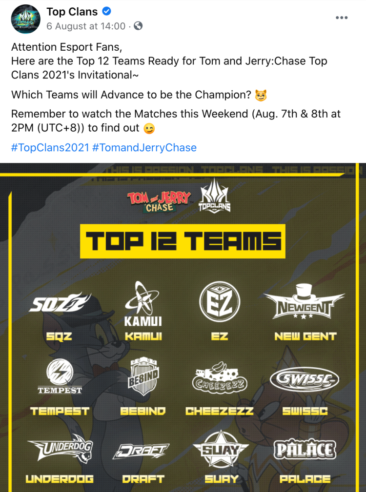 Top Clans is one of the largest e-sport event in Southeast Asia with many club participating the event. Credit: Top Clans 