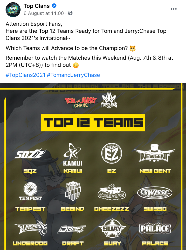Top Clans is one of the largest e-sport event in Southeast Asia with many club participating the event. Credit: Top Clans
