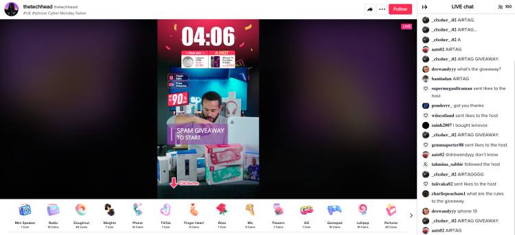 TheTechHead's Cyber Monday sales event on TikTok