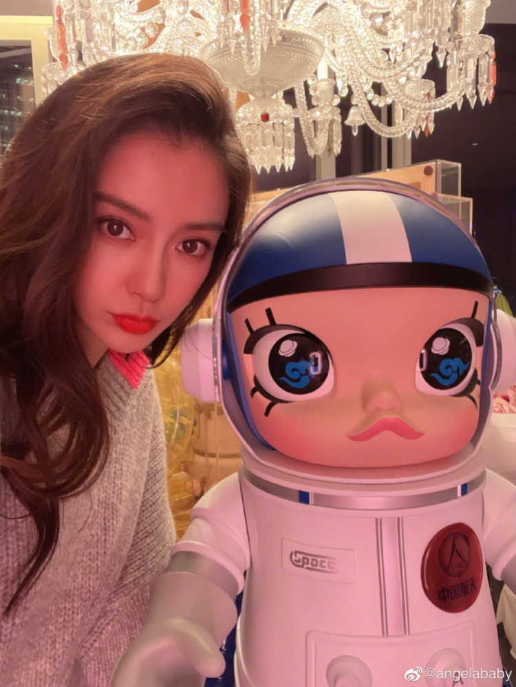 Angelababy, a famous Chinese actress and model, show off her Space Molly collection. Photo: Weibo