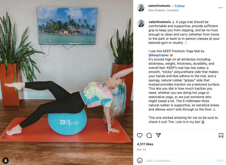 KEEP products seen in a lifestyle influencer's post.