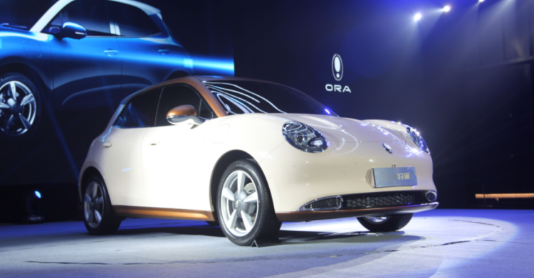 ORA Funky Cat, a compact electric hatchback, is the EV brand of Chinese vehicle maker Great Wall Motors