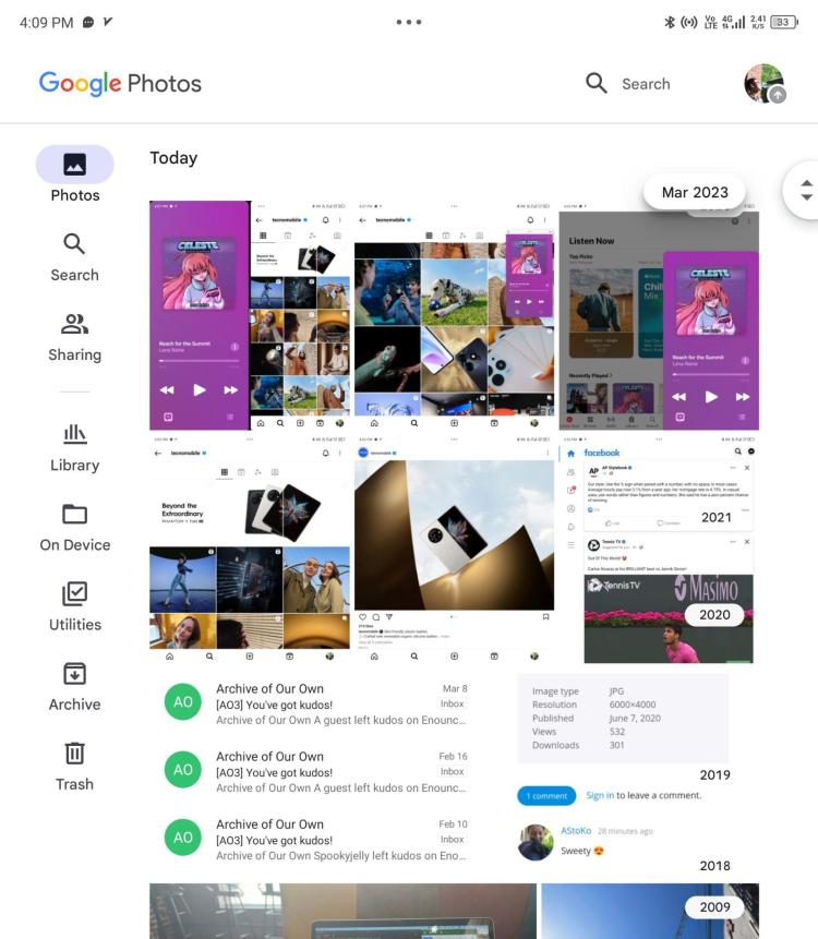 Optimized layout of Google Photo