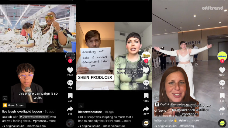 Screenshots of reaction videos